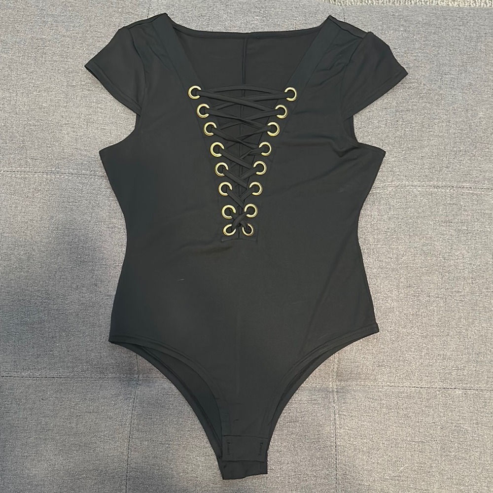 Black Lace-Up Bodysuit